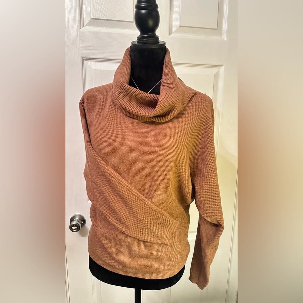 Cyrus Tan Cowl Neck Sweater